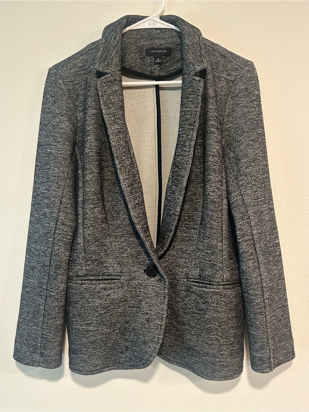 Ann Taylor Heathered Charcoal Knit Blazer